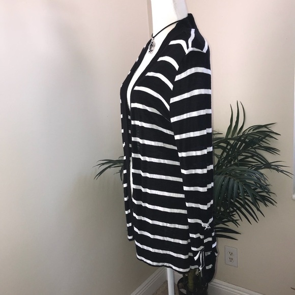 2/$20 Bay Studio Long Stripe Open Front Cardigan LP - Picture 5 of 5